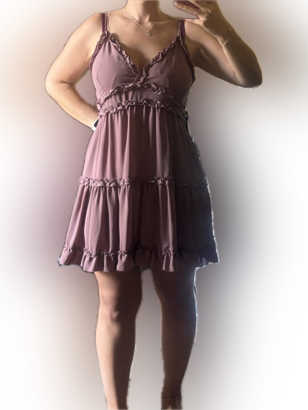 Inspired Hearts Mauve Ruffle Tiered Sundress